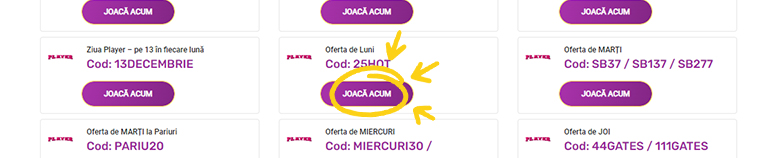 pas 1 activare cod bonus player